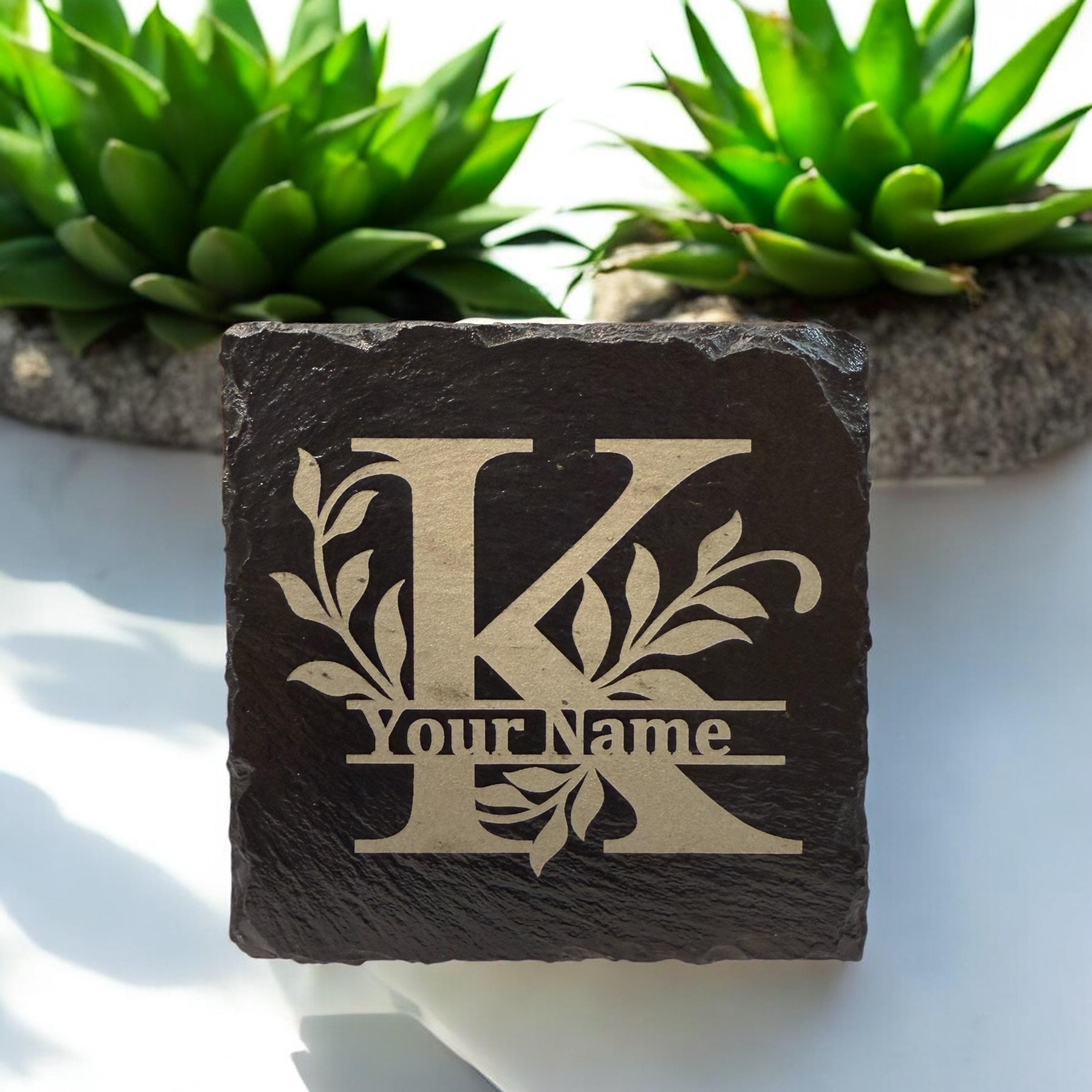 Personalized Monogram Square Slate Drink Coasters, Set of 4