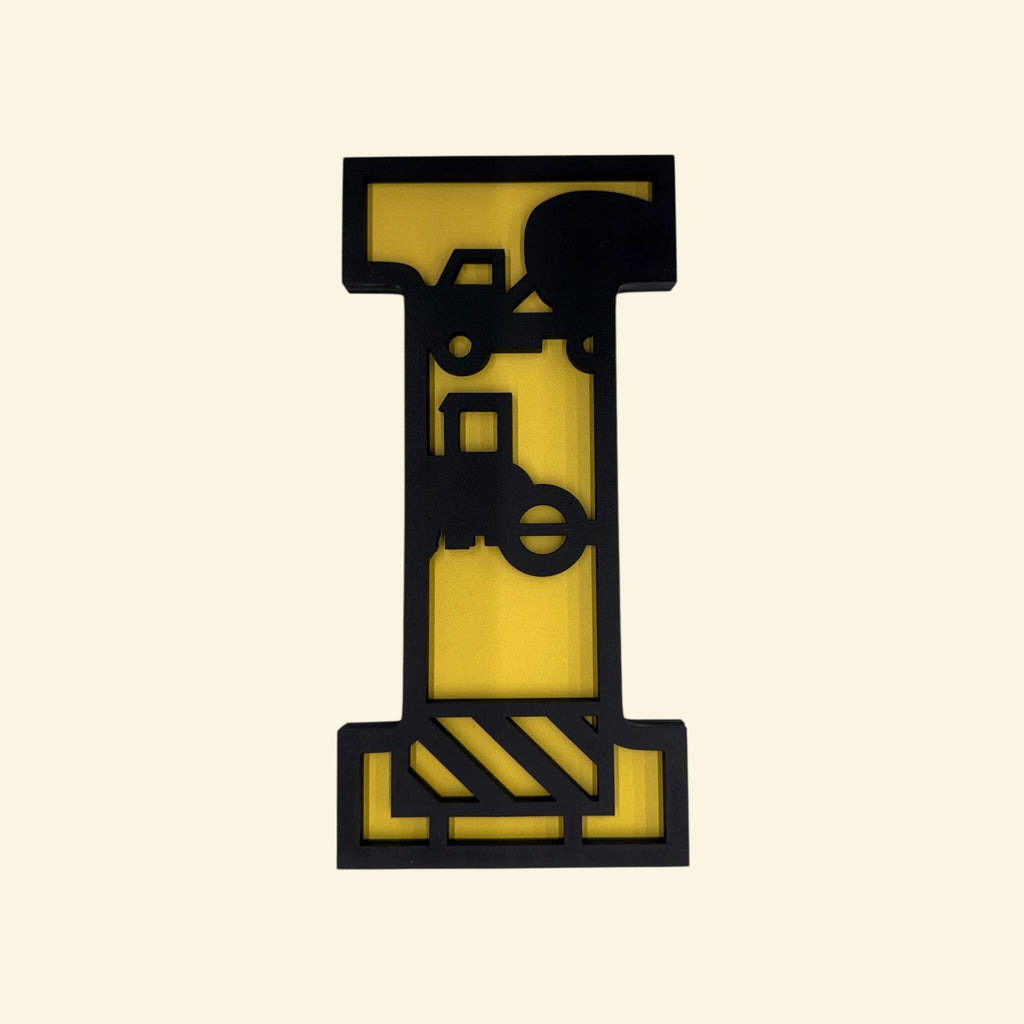 Multi-Layered Construction Equipment Letters; 3D Alphabet; Excavator Crane Dump Truck Kids Wall Art; Personalized Name Sign for Boys Room