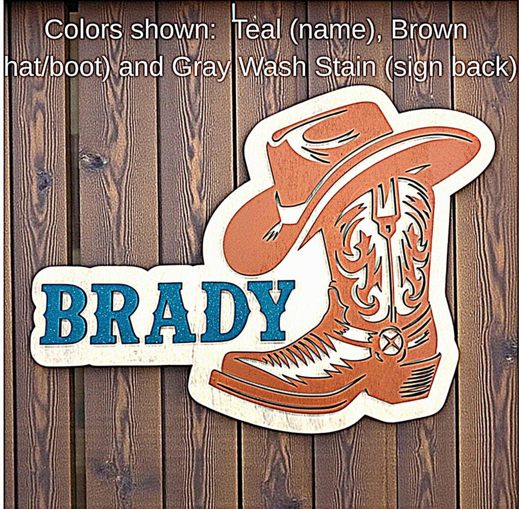 Cowboy or Cowgirl Baby Nursery Name Sign