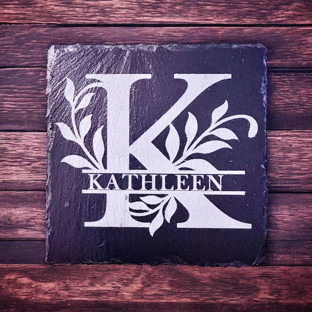 Personalized Monogram Square Slate Drink Coasters, Set of 4