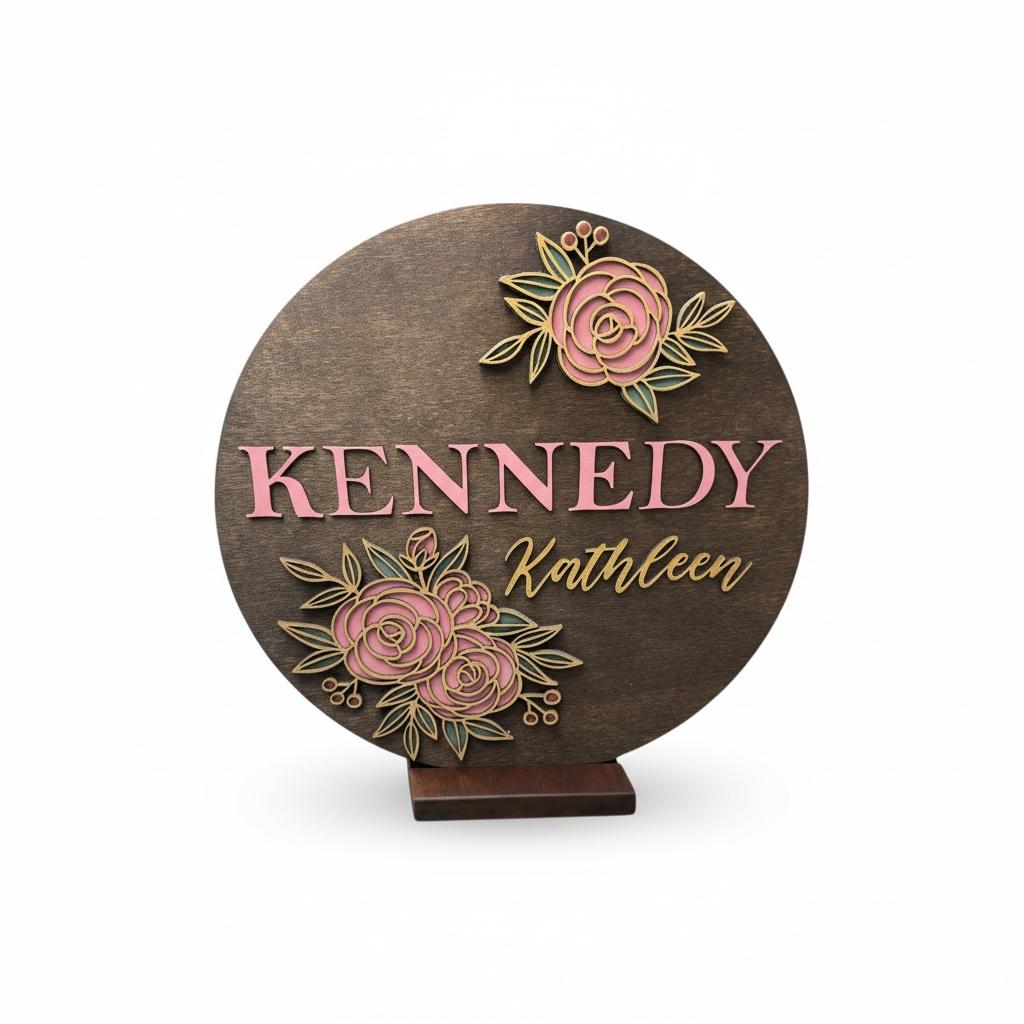 Personalized Flower Design Name Sign