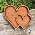 Cherry Wood Double Heart Tray