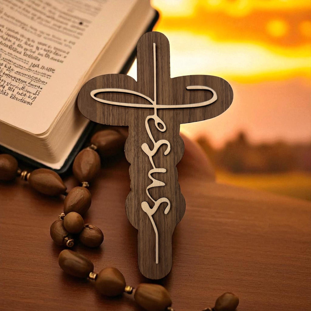Wood Laser Cutout Cross—Jesus