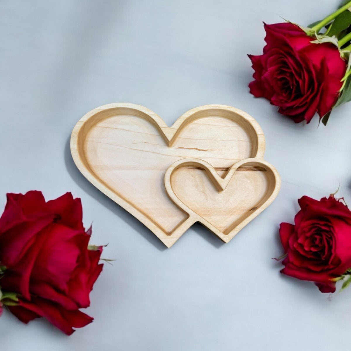Double Heart Tray Ambrosia Maple