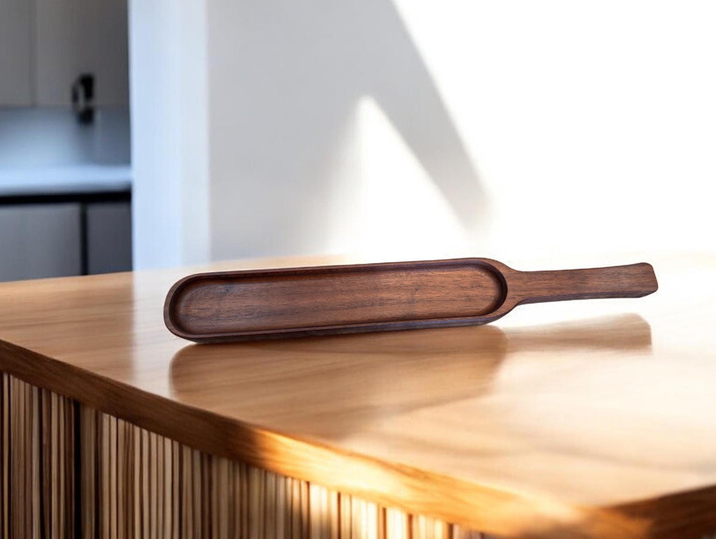 Handcrafted Walnut Serving Tray with Handle: Charcuterie Board