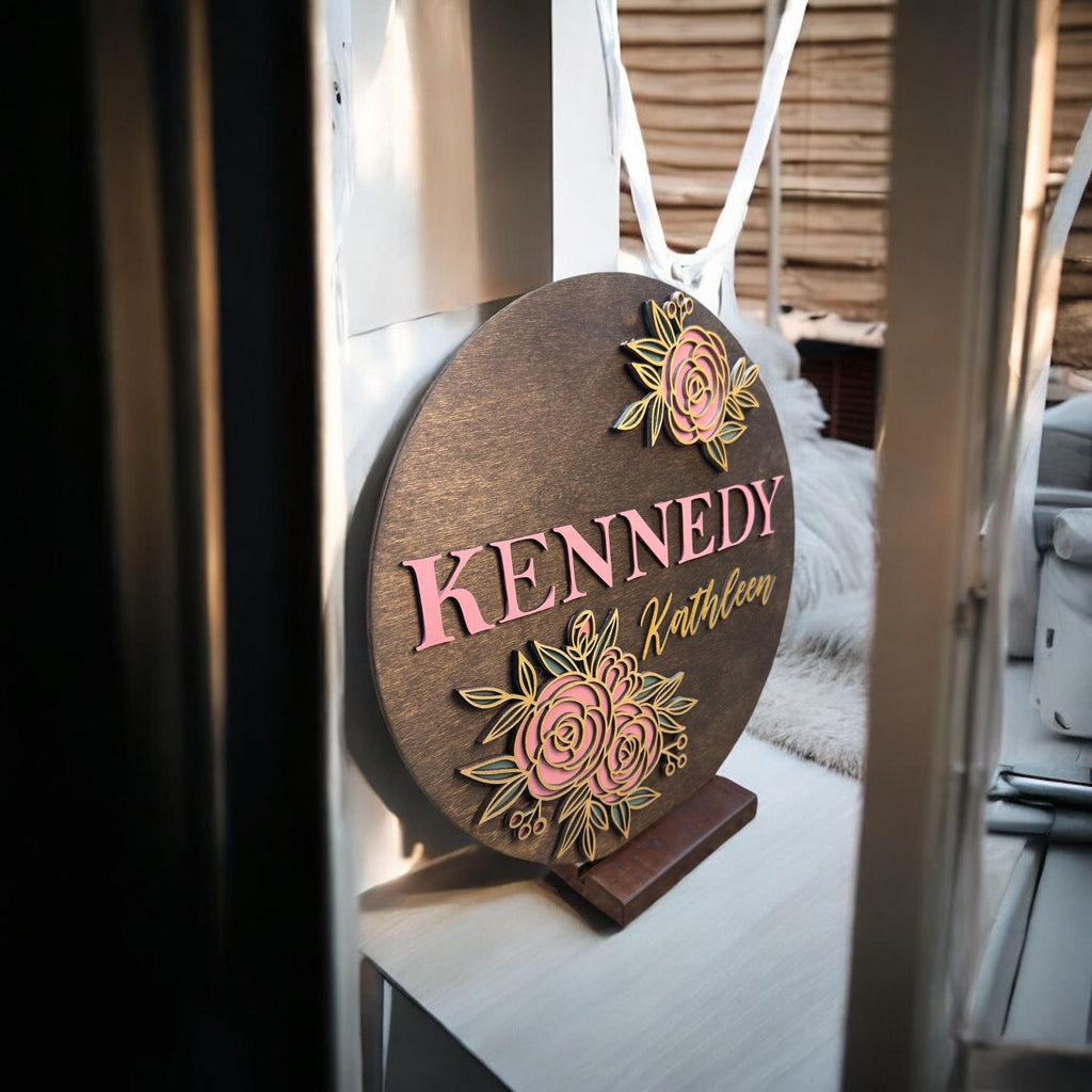 Custom Girl Name Flower Sign | Personalized Multilayer 3D Nursery or Kids Room Decor