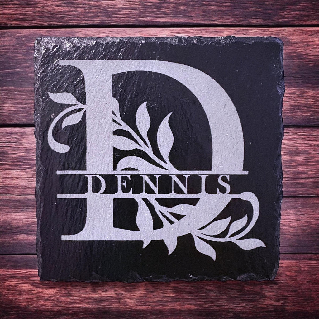 Personalized Monogram Square Slate Drink Coasters, Set of 4