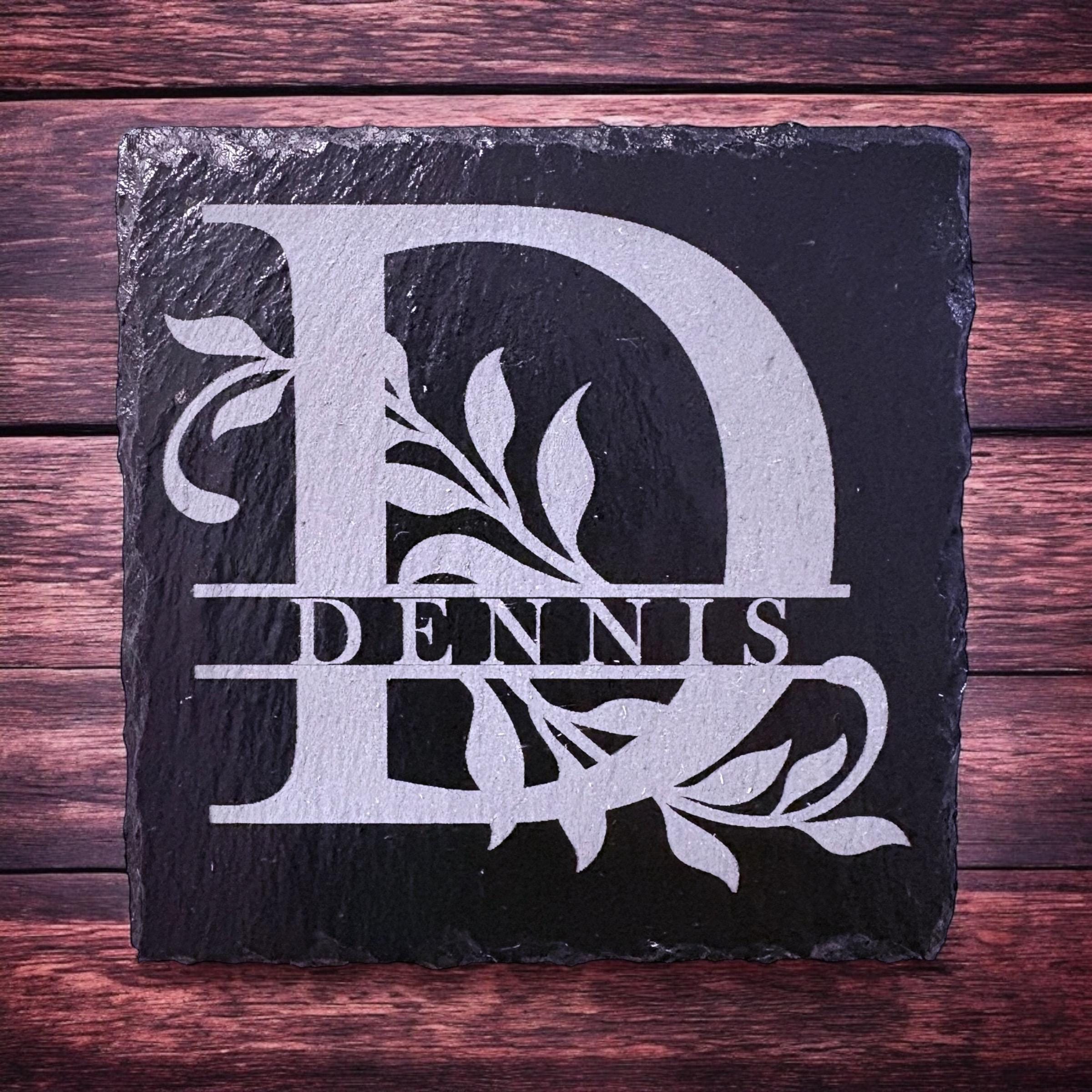 Personalized Monogram Square Slate Drink Coasters, Set of 4