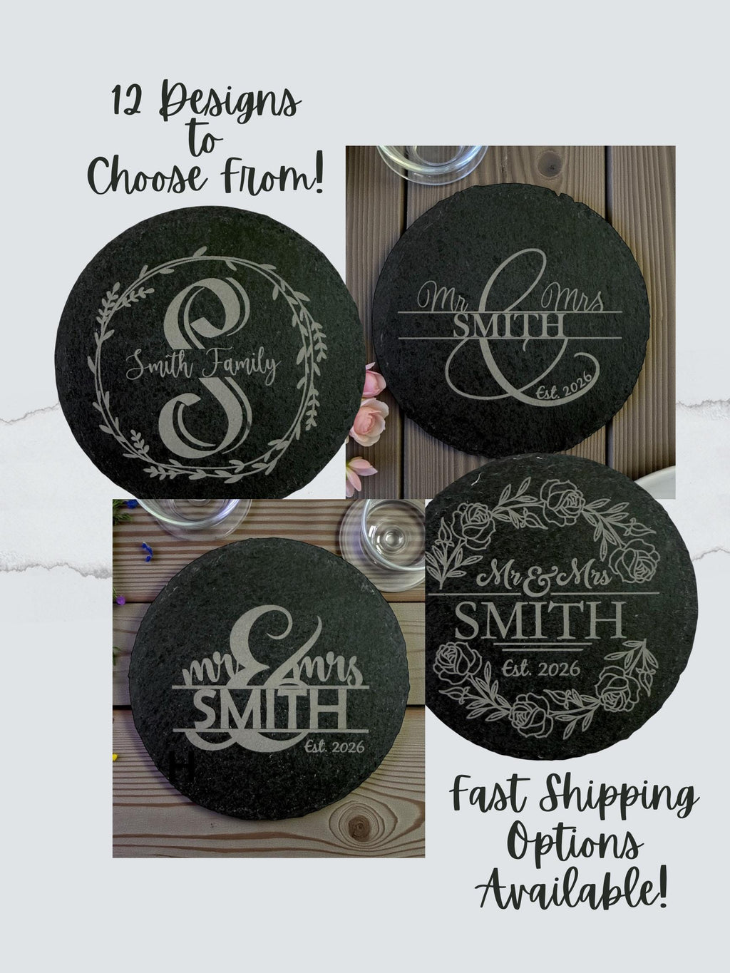 Personalized Engraved Slate Coaster