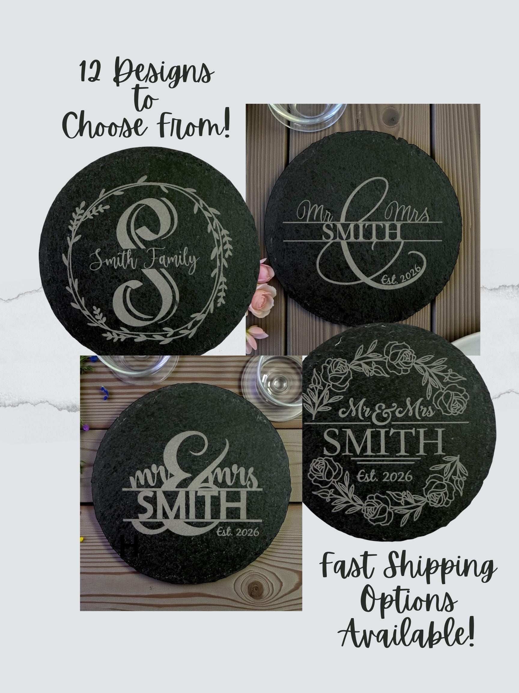 Personalized Engraved Slate Coaster