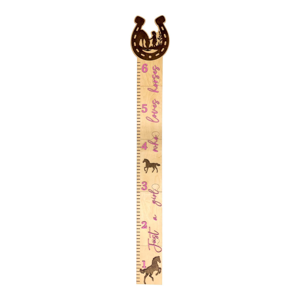 Girl Nursery Growth Chart | 3D Birch Wood Height Chart | Horse Cowgirl Ruler | Personalized Horse Decor | Just a Girl Who Loves Horses