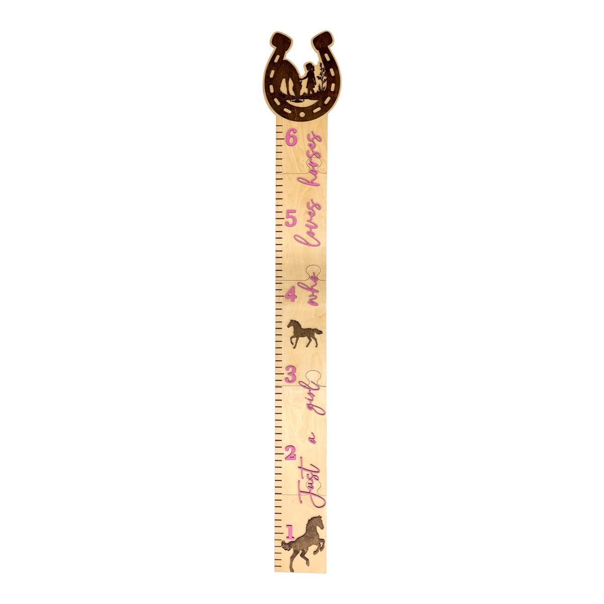 Girl Nursery Growth Chart | 3D Birch Wood Height Chart | Horse Cowgirl Ruler | Personalized Horse Decor | Just a Girl Who Loves Horses