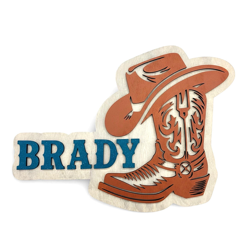 Cowboy or Cowgirl Baby Nursery Name Sign