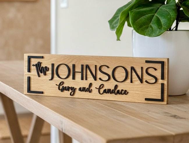 Custom Family Name Sign / Multi-Layered 3D Sign / Personalized Housewarming, Wedding, Engagement, Bridal Shower, Anniversary Gift